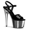 Pleaser - ADORE709 Sandale à bride à la cheville, Pole dance chaussures - Chaussures de pole dance - Noir/Couleur chrome Product image